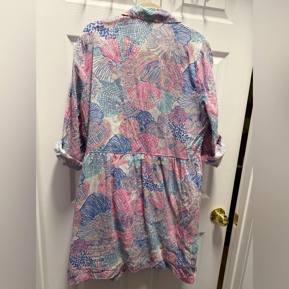 Lilly Pulitzer lagoon linen shirt dress - Picture 3 of 6